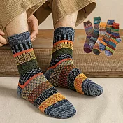 【AnZa】秋冬男款加厚民族風中筒襪 (5入組)      男款-直條