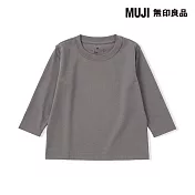 【MUJI 無印良品】幼兒容易穿脫棉天竺圓領長袖T恤 80 灰白