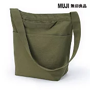 【MUJI 無印良品】帆布肩背托特包 卡其綠