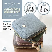 CHENSON 6卡 ㄇ字拉鍊短夾(加大尺寸) (W26352-7) 淺藍灰