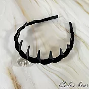 【卡樂熊】韓系高顱頂麂皮造型髮箍- 黑色