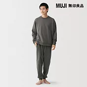 【MUJI 無印良品】男棉裏毛長袖家居睡衣 M 墨灰