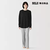 【MUJI 無印良品】女柔滑雙層織長袖家居睡衣 S 黑色