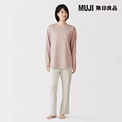 【MUJI 無印良品】女柔滑雙層織長袖家居睡衣 S 淺粉