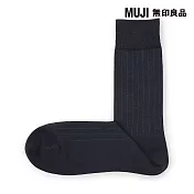 【MUJI 無印良品】男商務直角襪25-27cm 暗藍直紋