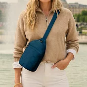 《TRAVELON》Runways雙層防盜斜背胸包 - 蔚藍