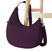 《TRAVELON》Runways 3層防盜斜背彎月包 - 黑莓紫