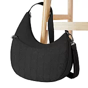 《TRAVELON》Runways 3層防盜斜背彎月包 - 墨黑