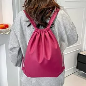 【HandStyle】後背包 外出必備糖果色系束口抽繩雙肩包(27065) _玫紅