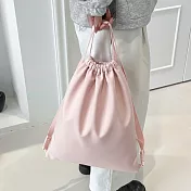 【HandStyle】後背包 外出必備糖果色系束口抽繩雙肩包(27065) _粉紅