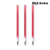【MUJI 無印良品】可擦膠墨筆芯(3入)/紅0.38