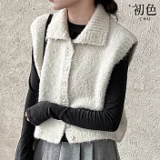 【初色】慵懶風休閒寬鬆排扣立領高領無袖毛針織馬甲外套背心女背心-共4色-17281(F可選) F 米杏色