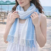 【日本ORIM今治毛巾】純棉輕透 流蘇今治薄圍巾 ‧ 水藍