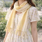 【日本ORIM今治毛巾】純棉輕透 流蘇今治薄圍巾 ‧ 淡黃