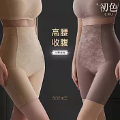 【初色】初色生活 拼接蕾絲高腰修身收腹塑身提臀束腹褲安全褲短褲-共3色-82238(M-3XL可選) M 杏色