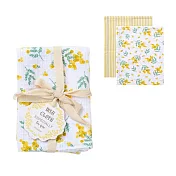 【日本Habituel】居家萬用擦拭 純棉布巾2入組 ‧ 條紋+含羞草(黃)