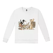【MsMore】 森林系貓咪的下午茶派對長袖T恤(內刷毛)# 127111 S 白色