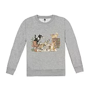 【MsMore】 森林系貓咪的下午茶派對長袖T恤(內刷毛)# 127111 S 灰色