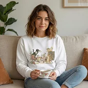 【MsMore】 森林系貓咪的下午茶派對長袖T恤# 127112 S 白色