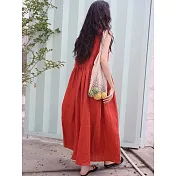 【ACheter】 連身裙復古絕美氛圍感背心長裙# 127126 M 橘色