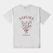 【MsMore】 《自訂款》初春櫻綻花束圓領T恤# 127144 S 白色