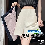【初色】簡約休閒亞麻風格輕薄冰絲涼感闊腿寬褲短褲女褲-共3色-18554(M-2XL可選) M 麻色