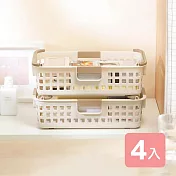 《特收組》5號可堆疊收納籃4入 棕色