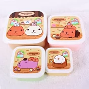 Kapibarasan 水豚君咖啡小舖系列方型保鮮盒-4入組