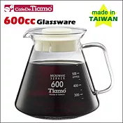 CafeDeTiamo 耐熱玻璃壺 600cc (白色5杯份) 玻璃把手 (HG2297 W)