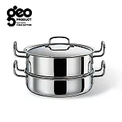 【日本geo鍋具】七層構造304不鏽鋼萬用無水鍋-雙層蒸鍋25cm(日本製)