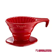 Tiamo V01 長柄 陶瓷咖啡濾杯組【紅色】附濾紙.量匙 1-2杯份 (HG5533 R)