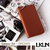 【韓國原裝潮牌 LKUN】Samsung Galaxy S4 i9500 專用保護皮套 100%高級牛皮皮套㊣ 簡約時尚輕風格&錢包完美結合 (咖啡)