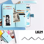 【韓國原裝潮牌 LKUN】Samsung Note2 N7100 專用保護皮套 100%高階牛皮皮套㊣ 多功能多用途手機皮套&錢包完美結合 (天藍)