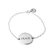 【Anna Lou OF LONDON】倫敦品牌 Inspirational Disc 優雅字墜 PEACE 手鍊~亮銀