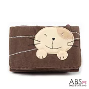ABS貝斯貓 Simple Style複合式拼布零錢短夾 (可可咖) 88-031