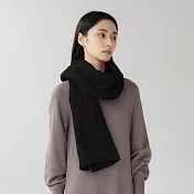 褶毛絨短圍巾 (黑色)