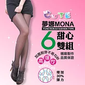 【夢娜mona】耐勾四口全彈-粉膚彈性時尚褲襪-6雙入 黑色