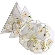 Madiggan手工彩繪玻璃玫瑰八角映像燭台- 金黃色