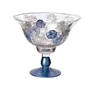 Madiggan手工彩繪玻璃鬱金香高架燭台- 寶藍色