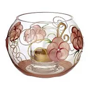 Madiggan手工彩繪玻璃玫瑰雙層燭台- 粉紅色