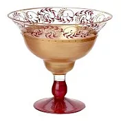 Madiggan手工彩繪玻璃托斯卡尼高架燭台- 金紅色