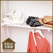 【ikloo】左右伸縮多功能強力置物架 -氣質白