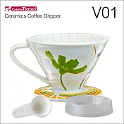 Tiamo V01陶瓷咖啡濾杯組-附量匙.滴水盤(綠色)HG5546G