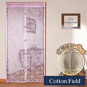 棉花田【夏夜】6段式磁釦超細網花卉防蚊門簾-粉紅色(二件組)
