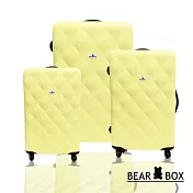 Bear Box 水漾菱格系列ABS輕硬殼行李箱/旅行箱 三件組28+24+20吋淡黃色