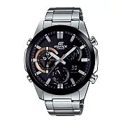CASIO EDIFICE   時間跳躍者三眼賽車腕錶-黑x棕