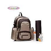 【Mamae】BP045時尚小花多功能大容量媽媽包 機能型+減壓媽咪背包咖啡色