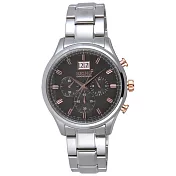 SEIKO   神秘紳士三眼男士腕錶-鐵灰X銀