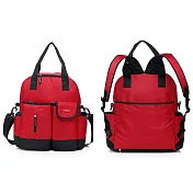 【Mamae】BP048豪華版時尚多功能媽咪雙肩包紅色