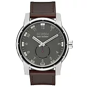 NIXON PATRIOT LEATHER 獨領風騷復古時尚腕錶-銀X咖啡